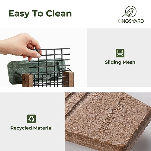 Kingsyard 2 Pack Suet Bird Feeder with Tail-Prop | Recycled Poly Lumber Suet feeder, Sturdy & Durable, Outside Hanging, Great for Woodpecker & Clinging Birds, Green - color: Green
