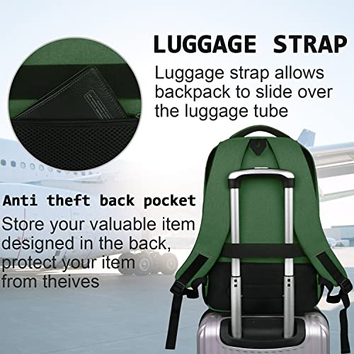 Laptop Backpack,Business Travel Anti Theft Slim College Backpack | Water Resistant Durable Computer Bag Gift for Women & Men Fits 15.6 Inch Laptop and Notebook - Green - color: Green, size: 15.6 Inch, style: Laptop