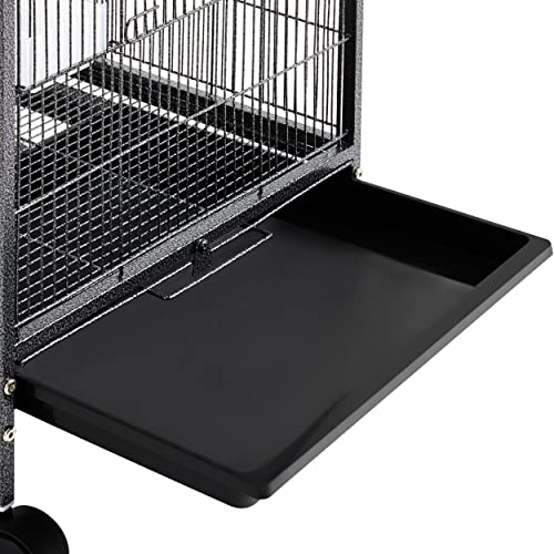Yaheetech 40 Inch Wrought Iron Bird Cage Open-Top Parrot Cage with Rolling Stand for Parakeets Cockatiels Budgies Parrotlets Lovebirds Canary Small-Sized Birds Parrots - size: 18.0"L x 18.0"W x 40.0"H