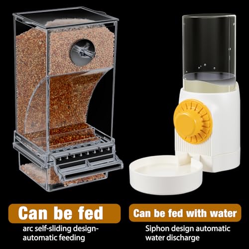 Jingmore 4 Pcs No Mess Small Bird Feeder Parakeet Water Dispenser Set Automatic Clear Parakeet Feeder Acrylic Watered Cage Accessories for Canary Budgie Lovebirds Finches(White) - color: White