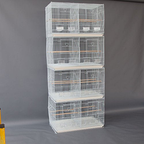 Lot of 4 Breeding Bird Carrier Cage with Dividor 30x18x18 for Parakeet Canary Finch Loverbird (White) - color: White