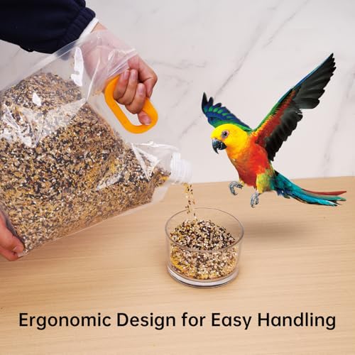 NiHome Bird Seed Storage Container, 3 Pack Airtight BPA Free, 10L/5L/2.5L | Portable Dispenser For Sunflower, Thistle, Nuts, Wild Bird Pet Food. Funnel, Handle & Spout For Indoor & Outdoor Use