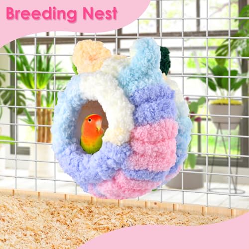 KATUMO Bird Nest, Conure Breeding Nest Parrotlet Snuggle Hut Canary House Bed for Conure Lovebird Canary Finch Coneshape Birds Hamster Small Pets - size: S (Pink)