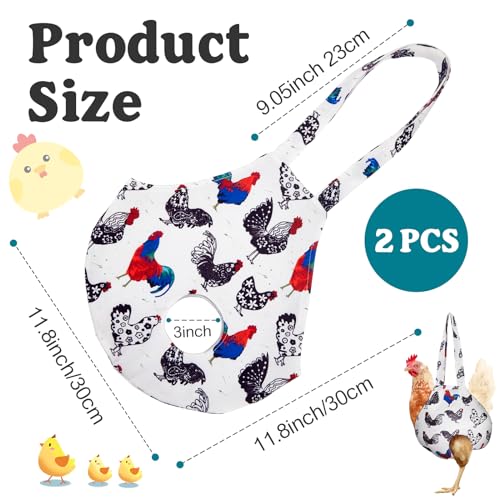 Paterr 2 Pack Chicken Holder Bag, Chicken Carrier Sling Catching Hand Bag Hen Sling with Handle Farm Supplies for Hen Rooster Transport Traveling Hiking Driving(White,11.8 x 11.8 Inch) - color: White, size: 11.8 x 11.8 Inch