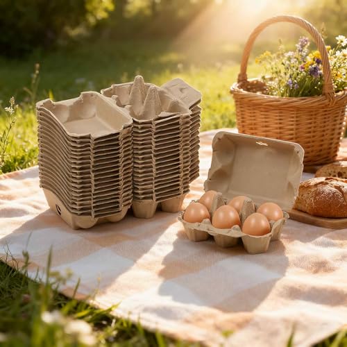15 Pack Egg Cartons Cheap Bulk, 6 Count Egg Storage Containers Holder, Sturdy Natural Pulp Material Perfect for Storing Extra Eggs - color: 6 Count, 15 Pack