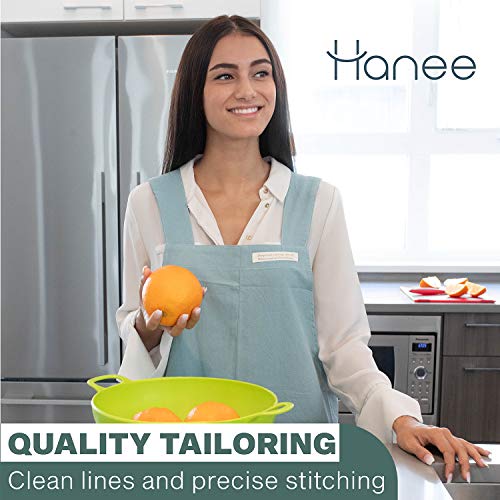 Cotton Aprons for Women and Men | Cross-Back Apron with Pockets - color: Light Blue