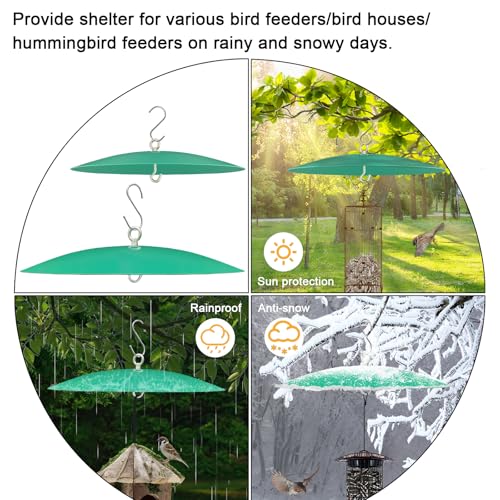 Metal Hummingbird Feeder Shade Cover Dome Shield Hang from Bird Feeders 13 Inch Bird Feeder Baffle for Outdoors/Backyard (1pack, Green)