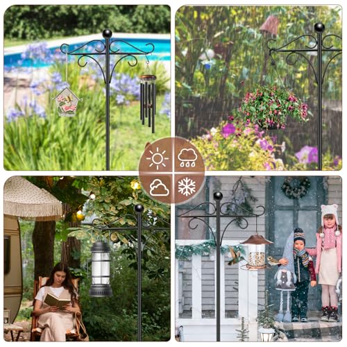 Adjustable Double Shepherd's Hook, 34-63 Inch Black Iron Stand for Indoor/Outdoor Use – Ideal for Hummingbird Feeders, Hanging Plants, Lanterns, Wind Chime - style: Double
