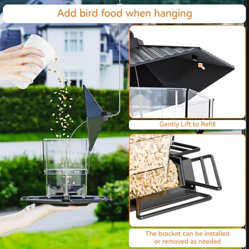 Hopper Bird Feeders for Outdoors Hanging,Black 455