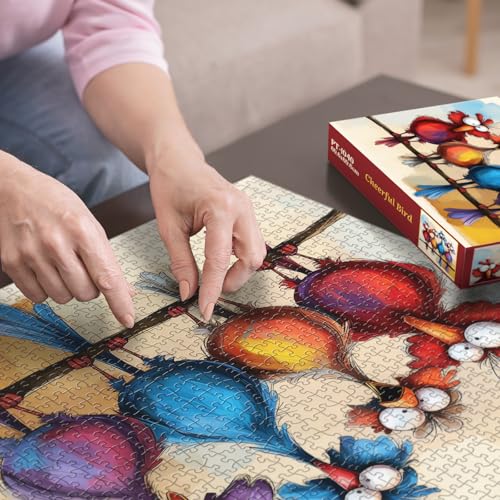 Fantasy Bird Puzzles for Adults 1000 Pieces, Funny Animal Art Jigsaw Puzzles, Colorful Chicken Impossible Puzzles - color: Pt-1040