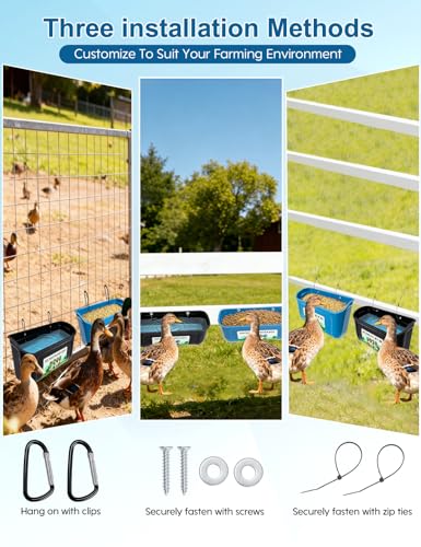 Duck Water Feeder,4 Pack Hanging Ducks Feeder and Ducks Waterer Set,Drake Fence Feed Trough with Clips, Poultry Livestock Food Water Feeding Container or Hen Coop, Duck Cage and Mallard Houses