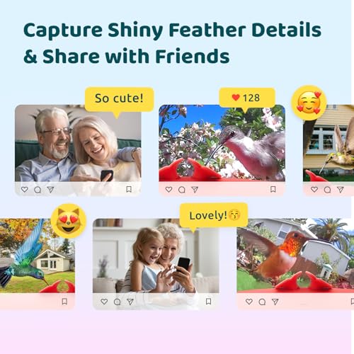 Smart Hummingbird Feeder with Camera, Auto Detect Record Bird Video, Instant Notification, Live View, Solar Powered Hummingbird Feeders for Outdoors Ant Bee Proof, 14oz, Gift for Bird Lovers