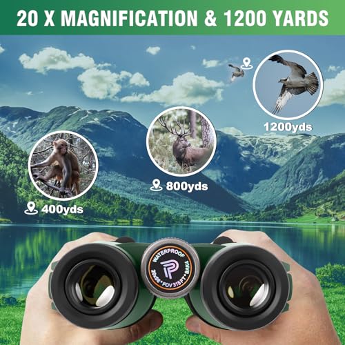 20x55 Binoculars for Adults High Powered,with Phone Adapter | Large View Waterproof Optics with Clear Low Light Vision, Easy Focus for Hunting, Bird Watching, Concerts, Sports - color: Dark green