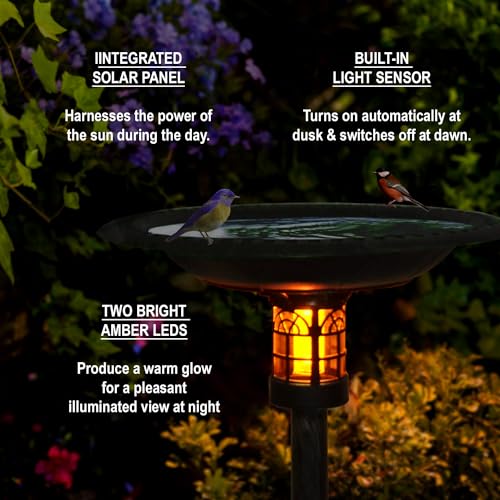 Westcharm 34 Inch Solar Powered LED Lighted Birdbath for Outdoors Yard Outside Outdoor Garden Decoration Pedestal Base Stand - Verdigris Green Polyresin Solar Bird Bath - color: Green, size: 34 Inch Tall
