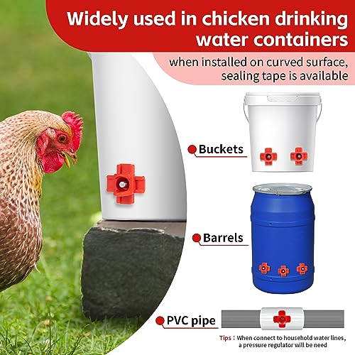 Dreyoo 40 Pcs Horizontal Chicken Waterer Nipples with Drill Bit | Cleaner Water, Water-Saving Release, Dual-Seal Protection, Durable ABS & Steel, Wide Poultry Use, Complete DIY Kit