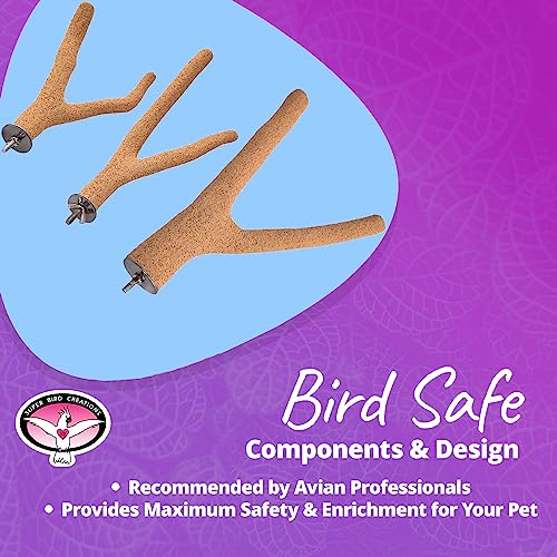 Super Bird Creations SB1148 Sure-Grip Grooming Y-Perch Small, Small/Medium Bird Size - Enriches Beak and Foot Health - Ideal for Parrotlets Parakeets Quakers - Small Bird Size, 3/4" diam x 8" (Small)