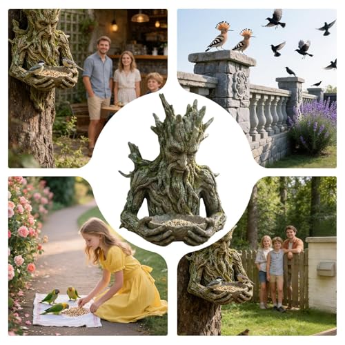 Tree Bird Feeder | Decorative Bird Feeding Garden Sculpture | Sparrow Feeding Station | for Outdoor Garden Backyard Patio Yard Porch