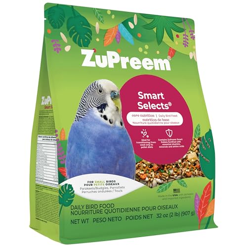 ZuPreem Smart Selects Parakeet & Budgie Food, Seed Blend, Small, 2 lb | Bird Food, Parrot & Parakeet Food, Budgie, Pellet Mix, Smart Pellets, Vitamins, Minerals, Seed Blend, Made in USA - size: 2 Pound (Pack of 1)