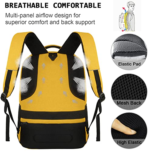 Laptop Backpack,Business Travel Anti Theft Slim College Backpack | Water Resistant Durable Computer Bag Gift for Women & Men Fits 15.6 Inch Laptop and Notebook - Yellow - color: Yellow, size: 15.6 Inch, style: Laptop