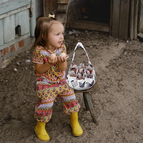 Egg Collecting Apron and Basket, 12 Deep Pockets Chicken Apron and 7 Deep Pockets Basket - size: Large