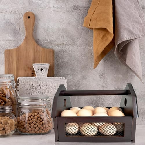 Egg Basket,Wooden Egg Basket for Gathering Fresh Eggs,Farmhouse Chicken Egg Collecting Basket for Countertop