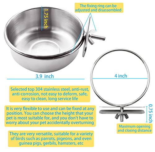 3 Pack Bird Feeding Bowls Cups Parrot Food Water Dishes, Stainless Steel Bird Bowl Cup Dish with Clamp, Birdcage Feeder Pet Cage Bowls for Cockatiel Budgie Conure Macaw Parakeet Small Animal - size: 3 Pack