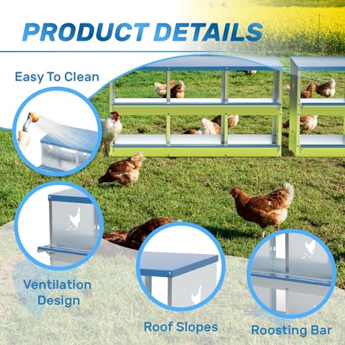 Chicken Nesting Box 6 Compartments Metal Laying Boxes for Chicken Hens Poultry Ducks Protect Eggs Chicken Coop Easy Egg Collection Wall Mount Nest Box for Chicken Coop - size: 6 Compartments