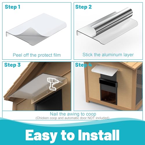 Weatherproof Cover for Chicken Coop Doors, Awning with Aluminum Protection for Automatic Chicken Coop Door, Prevent Rain & Snow, Roof Cover for Chicken Coop Window/Door Accessories
