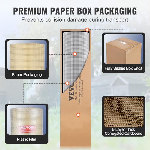 VEVOR Hardware Cloth, 1/4 inch 36in x 100 ft 23 Gauge, Hot Dipped Galvanized Wire Mesh Roll, Chicken Wire Fencing, Wire Mesh for Rabbit Cages, Garden, Small Rodents - size: 36'' x 100'