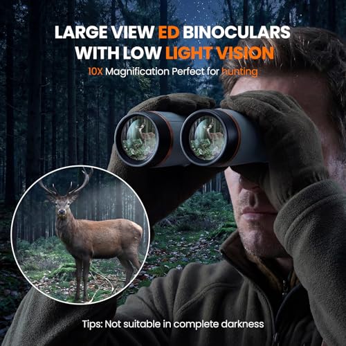 10X42 Binoculars for Adults with ED Glass, BAK4 Prism, Waterproof, Fogproof, Low Light Vision & Phone Adapter for Hunting, Bird Watching, Travel, Hiking