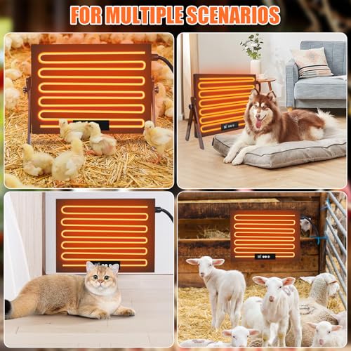 Foandbevi Large Chicken Coop Heater for Winter, Metal Chick Brooder Plate Radiant Heater for Chicken Coop, Safe 150W, Quiet & Thermostat Control Ideal for Chick Chicken Coops Dog Cat & Small Animals - size: 24.0"L x 18.0"W x 18.0"H