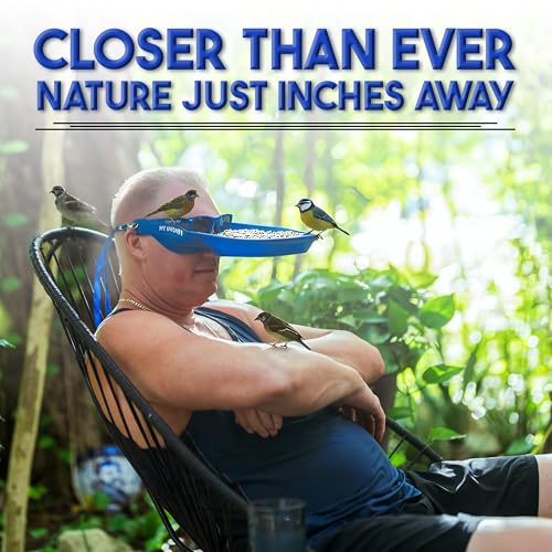 Interactive Wearable Bird Feeder Head Gear with Peck Proof Lenses | Bird Watching & Feeding Device with Comfortable Head Strap, for All Varieties of Your Feathered Friends You Meet