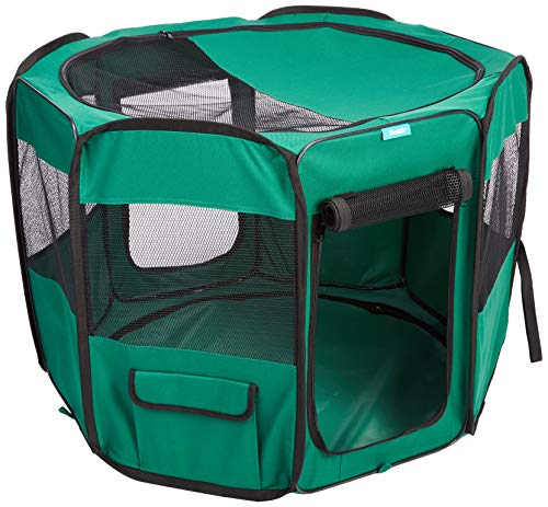Deluxe Premium Pet Dog Playpen Portable Soft Dog Exercise Pen Kennel with Carry Bag for Dogs, Cats, Kittens, and All Pets (Medium, Green) - color: Green, size: Medium