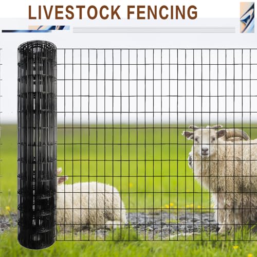 Tongmo 2 ft x 100 ft Black PVC Coated Welded Wire Fence, 16GA Garden Chicken Wire Fence Roll, Mesh Size 2" x 4" Hardware Cloth, Ideal for Yard Protection and Poultry Netting - color: Black, size: 2ft*100ft
