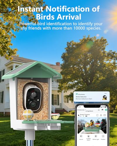 Bird Feeder with Camera, 2K Smart BirdCamera with Solar Powered, AI Identify Birds Species, Instant Arrival Alerts, 2.4Ghz WiFi Bird House for Outdoors, Ideal Gift for Family and Bird Lovers (Green) - color: Green