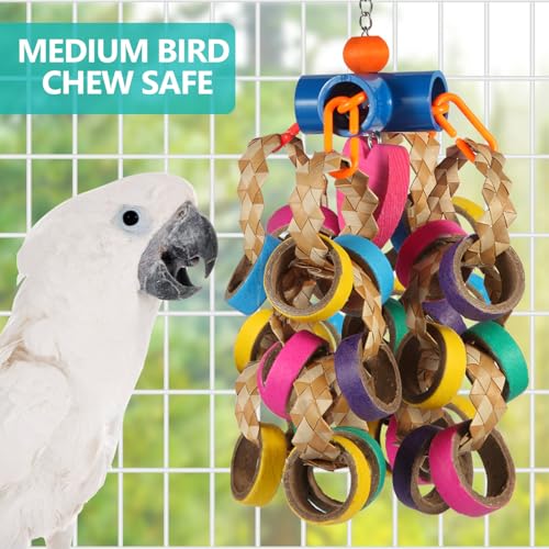 lovyoCoCo Bird Toys Conure Toys,Bird Parrot Foraging Shredder 24 Pcs Colorful Bagel Chewy Rings for Small Parrots Parakeets Conures Cockatiels Love Bird Cage Accessies (B) - color: B