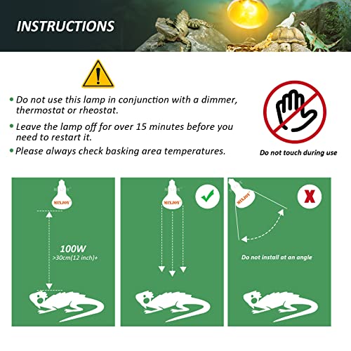 MIXJOY 100W Reptile Heat Lamp Bulb Full Spectrum UVA UVB Sun Light for Reptile and Amphibian Use - size: 1 Count (Pack of 1)