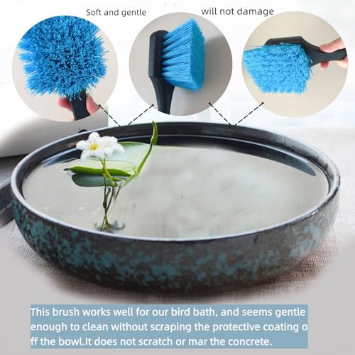 2 Pcs Bird Bath Brushes，Bathtub Cleaning Brush，Hummingbird Feeder Cleaning Brushes，Fountain Cleaner Safe for Birds and Cage，Concrete Bird Baths for Outdoors (Soft Brush with Big Brushing Surface) - style: Soft Brush