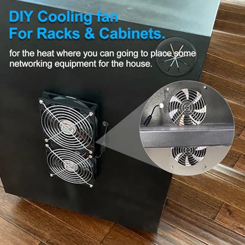 Wathai 2 x 120mm 240mm Computer Fan with AC Plug Cabinet Fan 110V 240V | Dual Ball Big Airflow 12V Cooling Fan with Variable Speed Control for External PC Case Cooling computer cabinet vent - style: 2x120mm fan