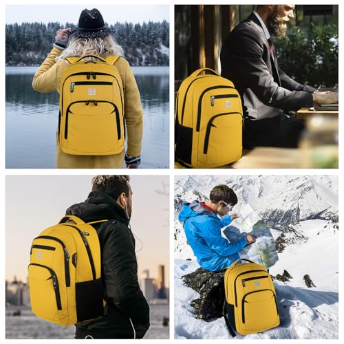 Laptop Backpack,Business Travel Anti Theft Slim College Backpack | Water Resistant Durable Computer Bag Gift for Women & Men Fits 15.6 Inch Laptop and Notebook - Yellow - color: Yellow, size: 15.6 Inch, style: Laptop