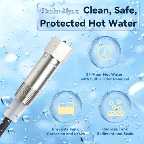 Powered Anode Rod, for 40-89 Gallon Water Tank Except Bradford White | Titanium Electrical Anode Rod for Water Heater, Prevent Inner Tank Corrosion and Stop Leaks,Reduce Sediment Buildup and Scale
