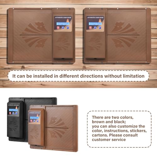 Programmable Chicken Automatic Door with Timer and LCD Display Double Power Supply(USB Charging/Battery Holder) Chicken Coop Door Anti-Pinch Protection for Poultry Coffee