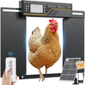 7W Solar Powered Automatic Chicken Coop Door, Aluminum Horizontal Dual-Door | Large Auto Chicken Door Opener, 4 Modes with Timer & Light Sensor, Anti-Pinch Poultry Door with Remote Control