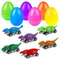 Holydeck 6 Pcs Prefilled Easter Eggs with Metal Dinosaur Car Toys Vehicles Set for Kids Girls Boys Easter Basket Stuffers Party Favors Easter Egg Fillers Hunt
