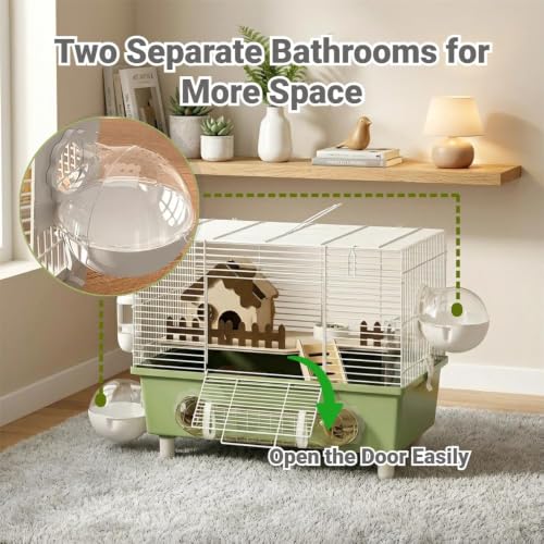 18.5" Bite-Proof Metal Hamster Cage, Fully Equipped, Easy Clean | With Running Wheel, Hideout, and Platform – a Small Animal Cage Suitable for Dwarf Hamsters, Mice, Rats, and Guinea Pigs