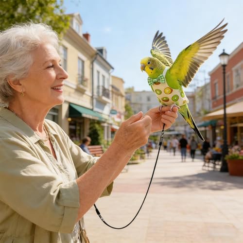 Bird Diaper Reusable Washable Pet Parrot Suit | Bird Traction Rope for Macaws Sparrow Parakeet Lovebird Conures Cockatiels - color: kiwi