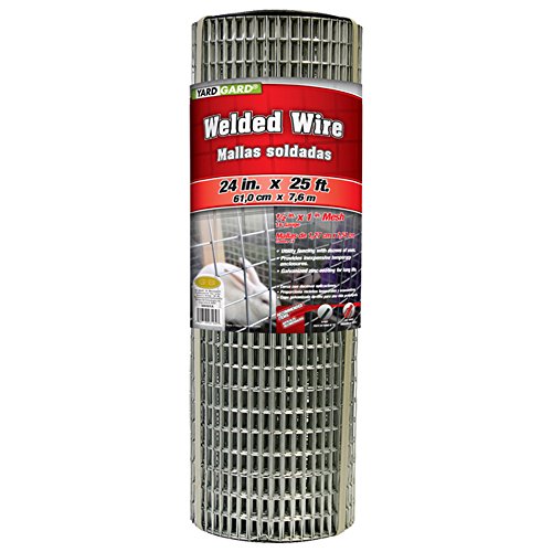 YARDGARD 1 in. Mesh Welded Wire Fence Roll, 24 in. x 25 ft., 16 Gauge Galvanized Steel Wire Fence for Rabbit Fence, Cage Wire, Chicken Wire Alternative, Garden Fence and Small Animal Enclosures. - size: 24 in. x 25 ft.