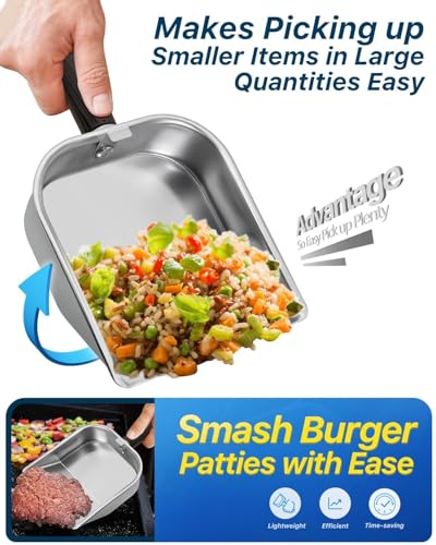 Griddle Scoop for Blackstone with a Any-Edge Hook, Stainless Steel Griddle Portable Food Mover for Stir Fry and Move Food, Classic Grill Shovel, 2 Pack - color: Classic Scoop, size: 2 Pack