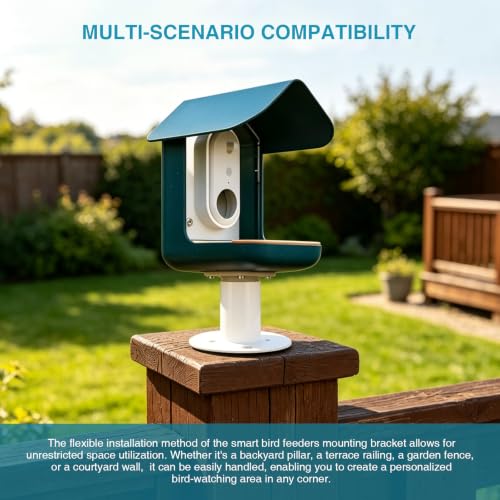 Bird Feeder Fence Pole Mount Adapter, Metal Fence Post Base for Smart Bird Feeders, Durable Weather‑Resistant Bird Feeder Mounting Bracket, Excluding the Installation Screws