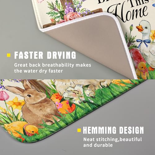 Easter Farmhouse Dish Drying Mat Funny Animal Dish Pad for Kitchen Counter Small 16 X 18 - color: Colorful Farmhouse Animal, size: 18" x 16"